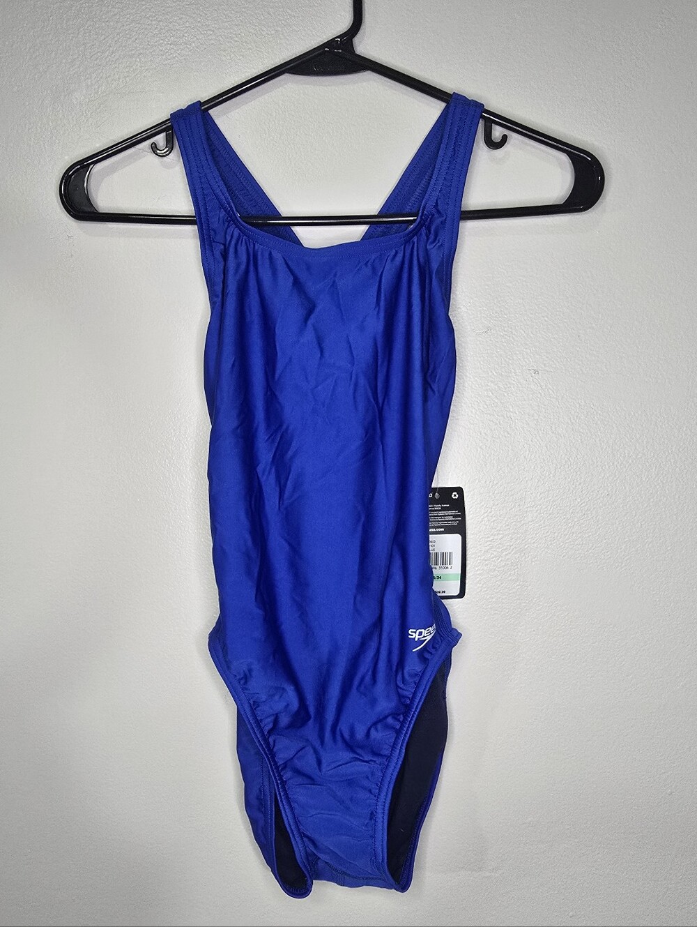 NWT Woman's Speedo Bright Blue One-Piece Swimsuit Size 8/34- Medium